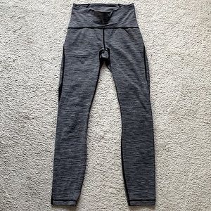 Lululemon Leggings 4 Cyber Gray w/Mesh—New
